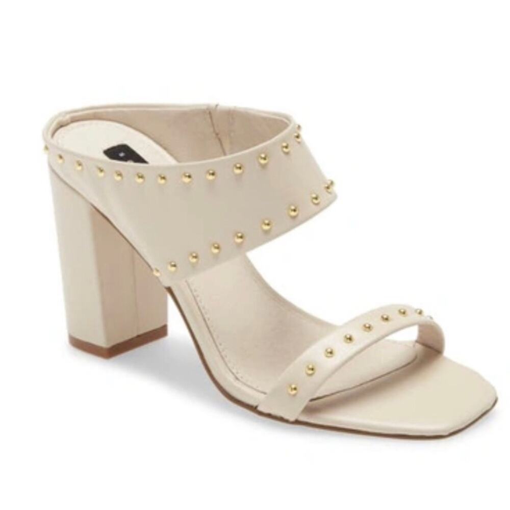 SANCTUARY Spears Studded Slide Sandal In Bone Leather Women's 9